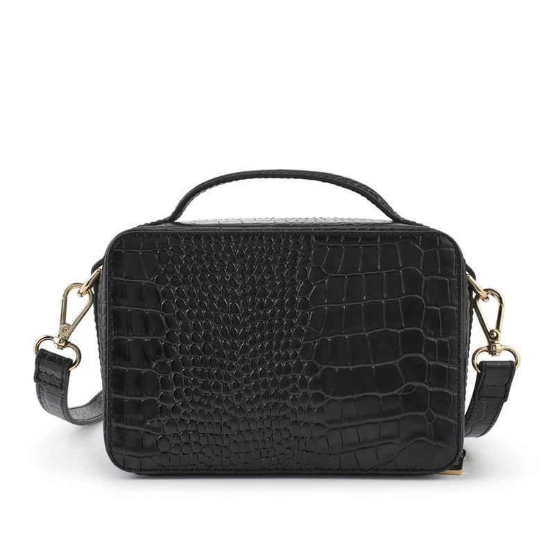 Waldorf Leather Zip-Up Handbag - WALDORF / 327 324 - Black Croc