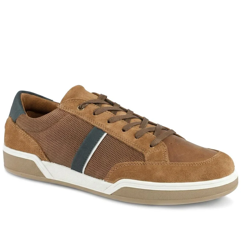 Salvator Wide Fit Leather Trainers - SALVATOR / 329 185 - Cognac