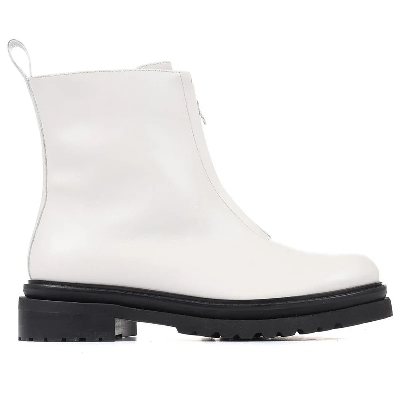 Lanie Zip Up Chunky Boots - LANIE / 322 352 - White