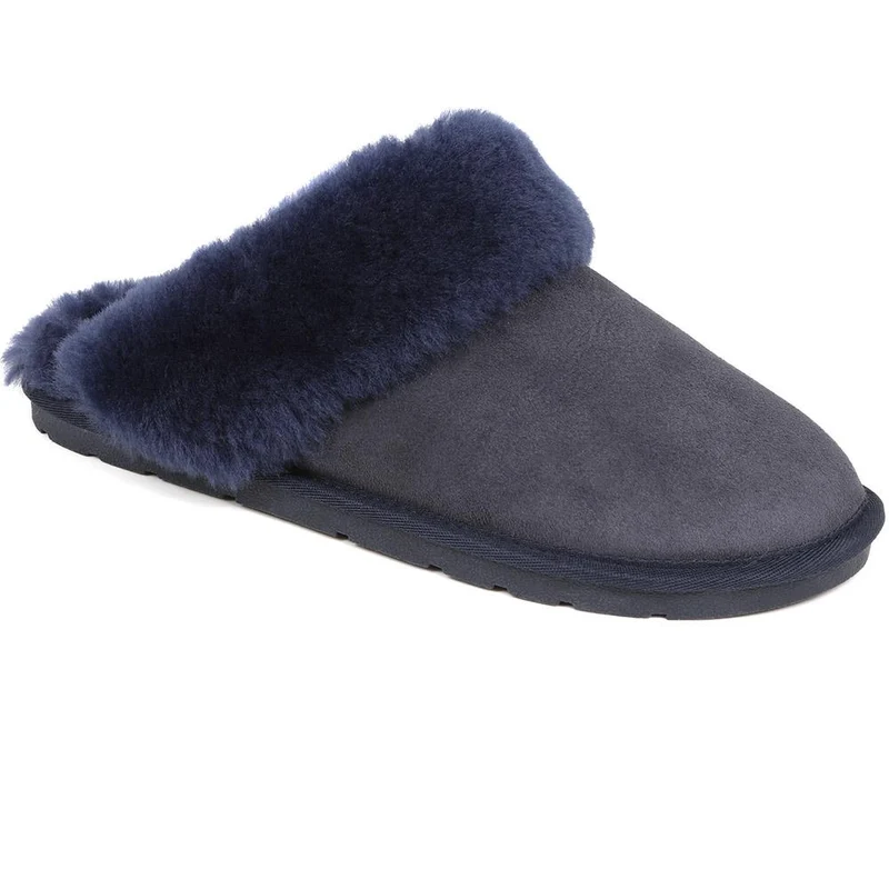 Bella-Rose Sheepskin Mule Slippers - BELLA-ROSE / 319 378 - Navy