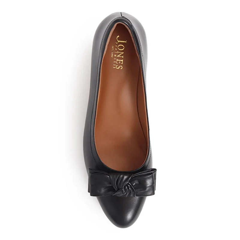 Zelda Bow Detail Court Shoes - ZELDA / 323 596 - Black Leather