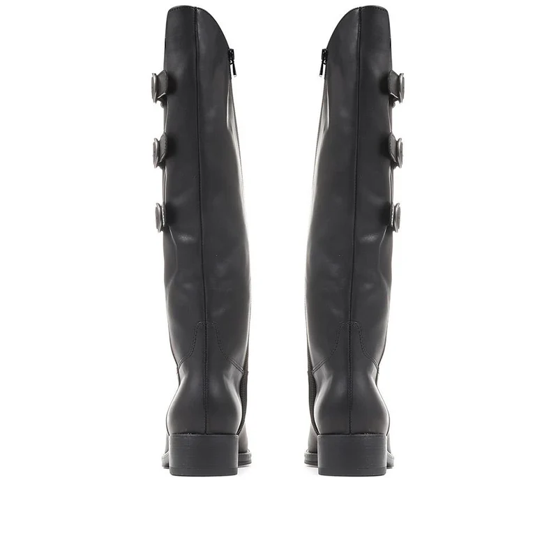 Adieu Leather Knee High Boots - GAB36505 / 322 688 - Black