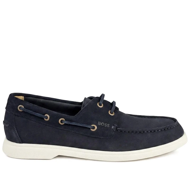 Boss Leather Lace Up Slip On Shoes - HUGO43504 / 328 698 - Navy Suede