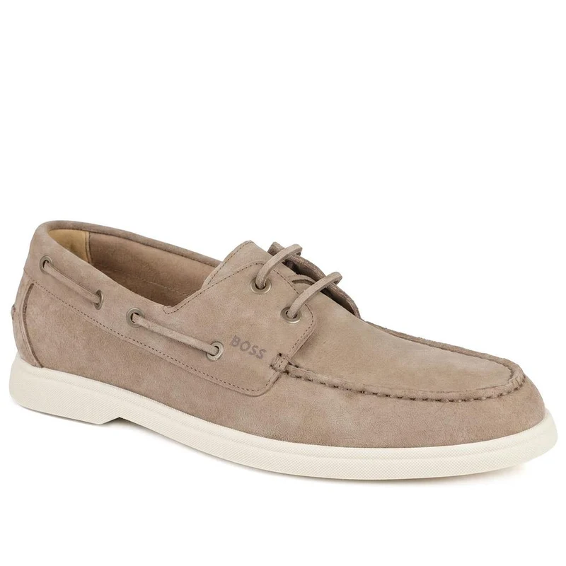 Boss Leather Lace Up Slip On Shoes - HUGO43504 / 328 698 - Taupe Suede