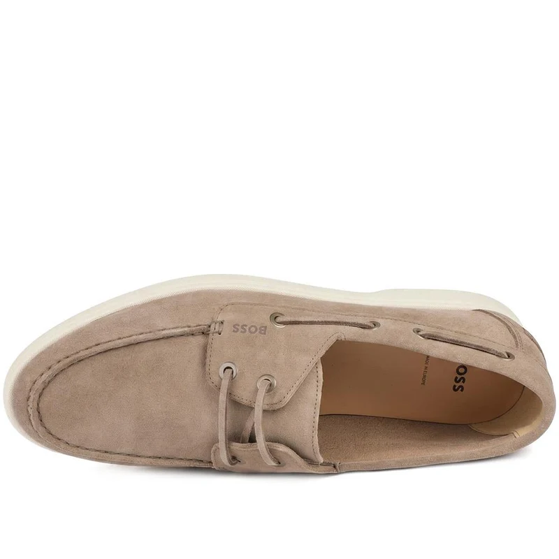 Boss Leather Lace Up Slip On Shoes - HUGO43504 / 328 698 - Taupe Suede