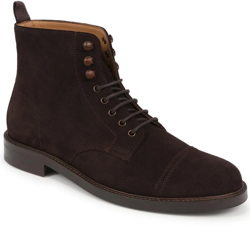 Finch Leather Lace-Up Boots - FINCH / 325 742 - Dark Brown Suede