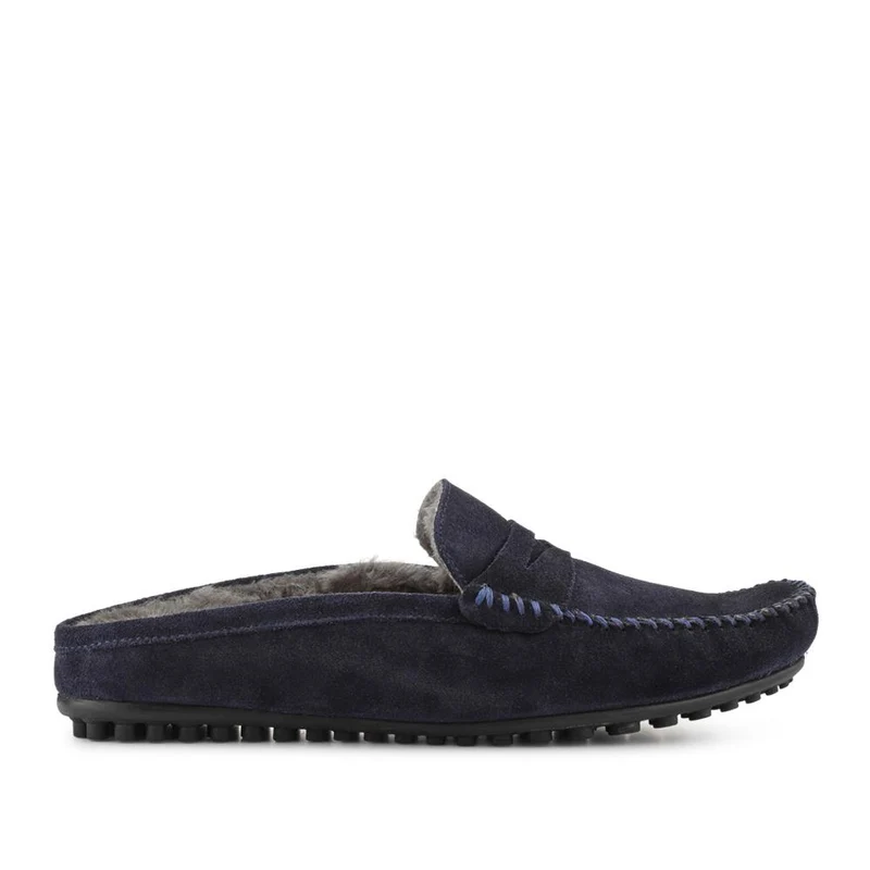 Zap Leather Mule Slippers - ZAP / 328 013 - Navy Suede