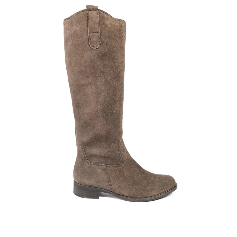 Brook Slim Gabor Calf Fit Leather Riding Boots - GAB28507 / 313 145 - Chocolate Suede