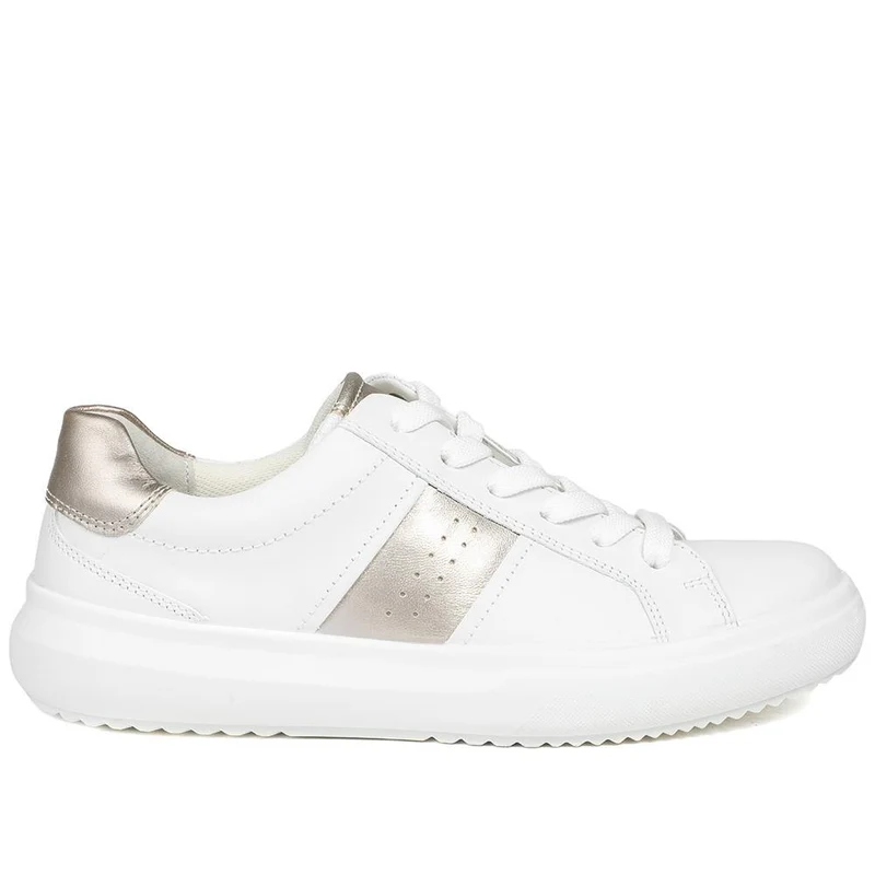 Gabor Jade Leather Lace Up Trainers - GAB43515 / 328 860 - WHITE-PEWTER