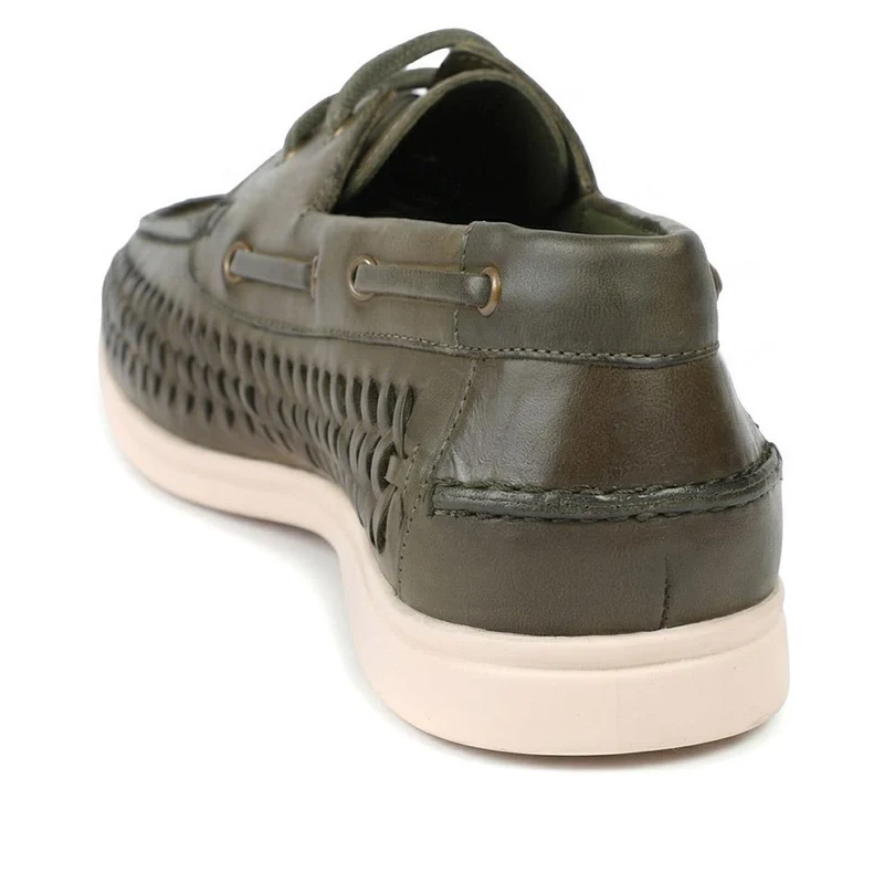 Percey Leather Moccasin Shoes - PERCEY / 328 853 - Khaki