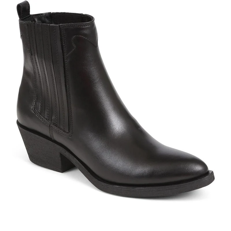 Delanna Leather Ankle Boots - DELANNA / 324 254 - Black
