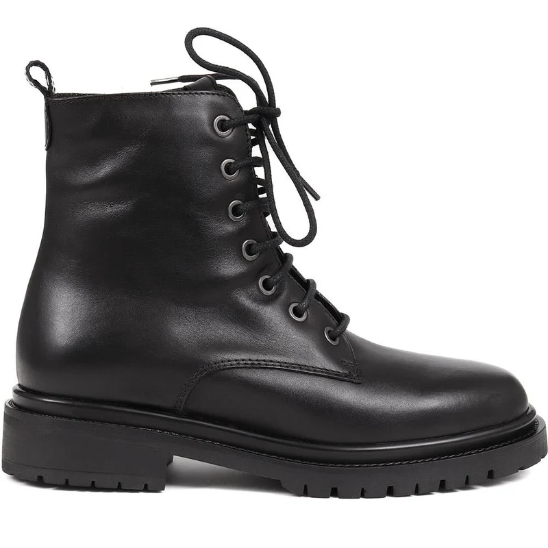 Davi Leather Lace Up Boots - DAVI / 324 255 - Black