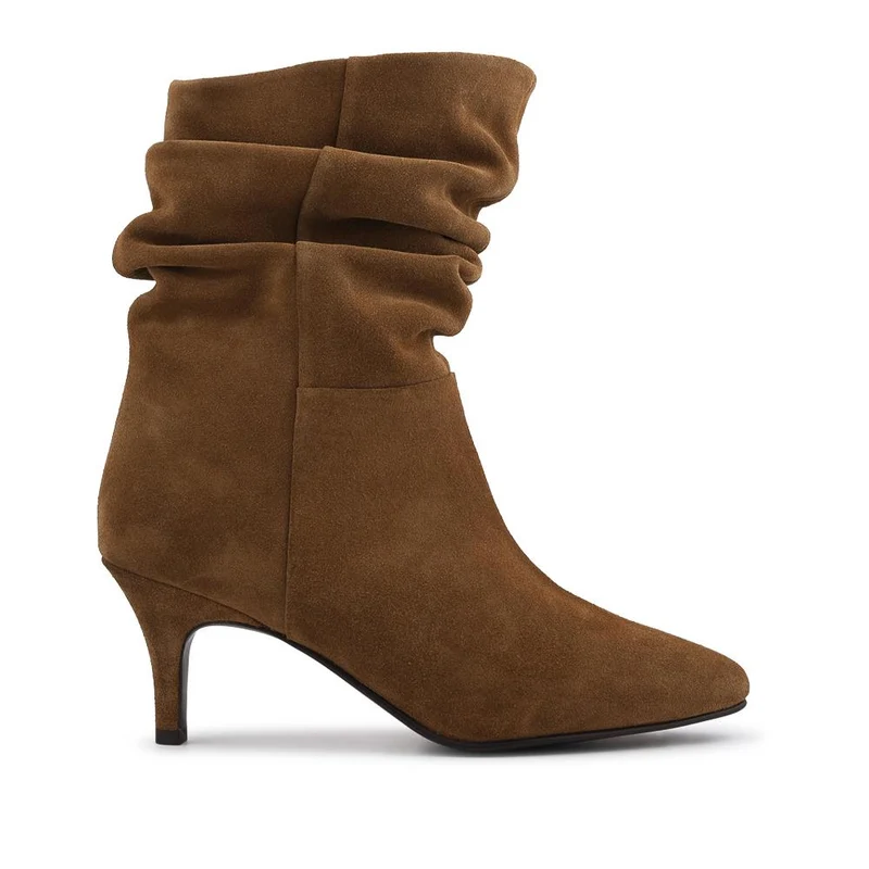 Kathryn Slouch Leather Ankle Boots - KATHRYN / 328 085 - Tan Suede