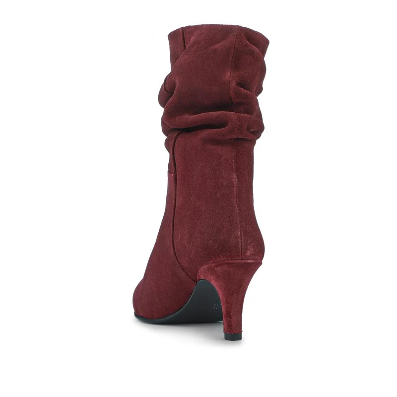 Kathryn Slouch Leather Ankle Boots - KATHRYN / 328 085 - Burgundy