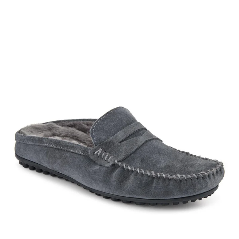 Zap Leather Mule Slippers - ZAP / 328 013 - Charcoal