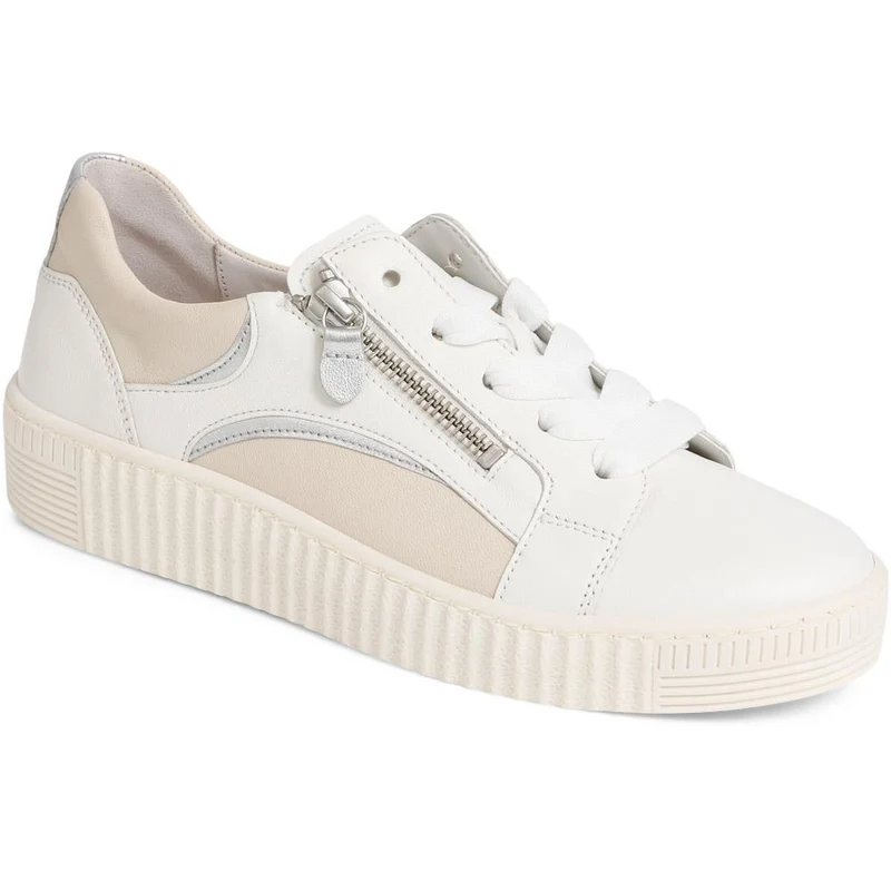 Wemo Gabor Lace-Up Leather Trainers - GAB37517 / 323 536 - White-Beige