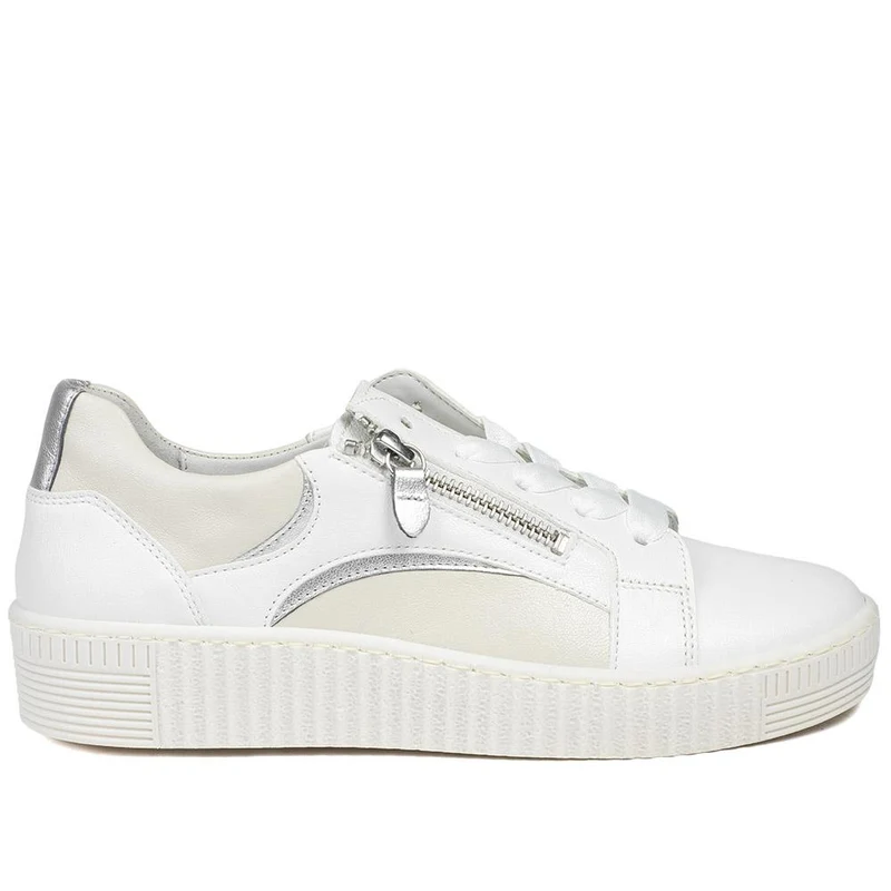 Wemo Gabor Lace-Up Leather Trainers - GAB37517 / 323 536 - White-Beige