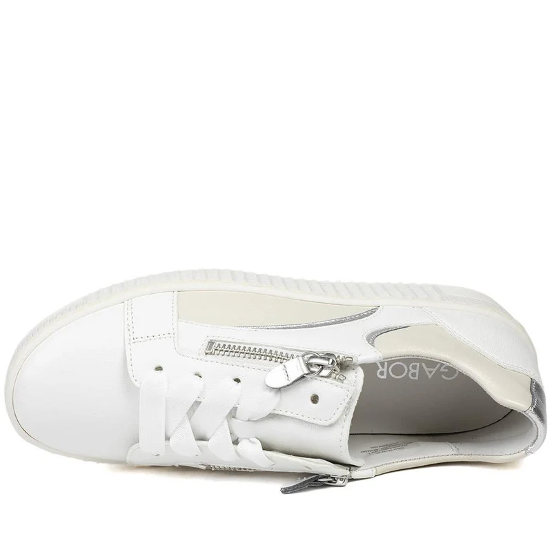 Wemo Gabor Lace-Up Leather Trainers - GAB37517 / 323 536 - White-Beige