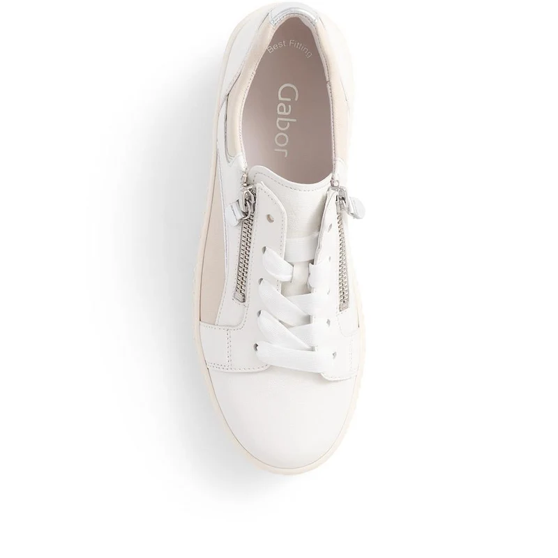 Wemo Gabor Lace-Up Leather Trainers - GAB37517 / 323 536 - White-Beige