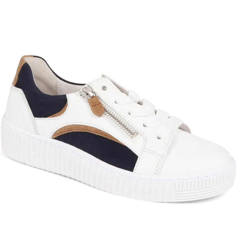 Wemo Gabor Lace-Up Leather Trainers - GAB37517 / 323 536 - White Multi