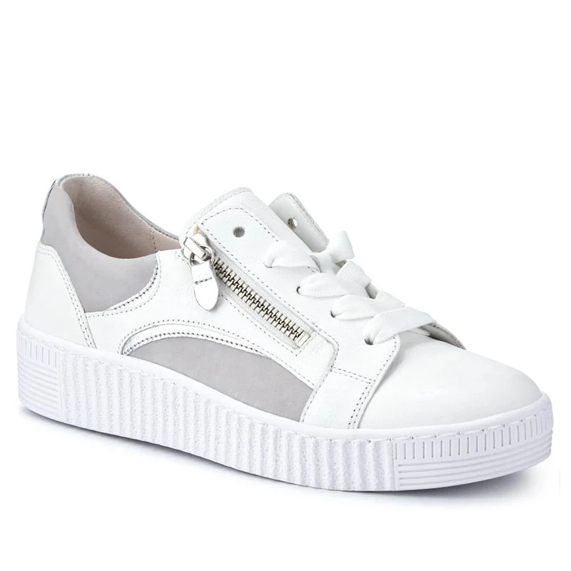 Wemo Gabor Lace-Up Leather Trainers - GAB37517 / 323 536 - White-Grey