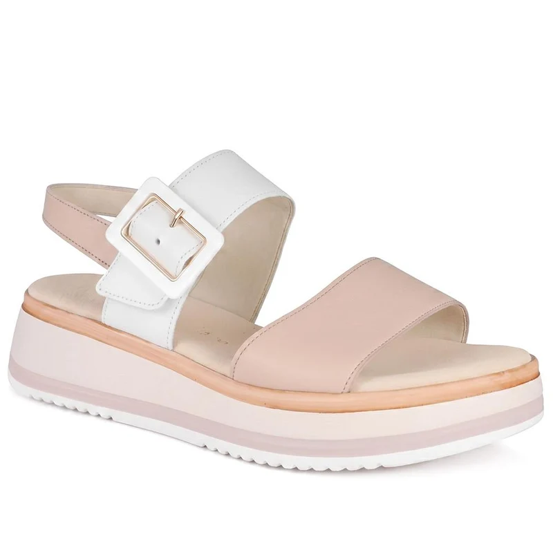 Gabor Leather Adjustable Fasten Sandals - GABC43517 / 330 456 - White-Beige
