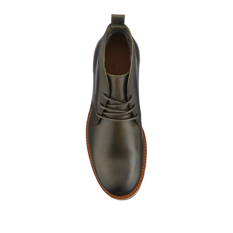 Darrel Grippy Leather Ankle Boots - DARRELL / 328 078 - Olive
