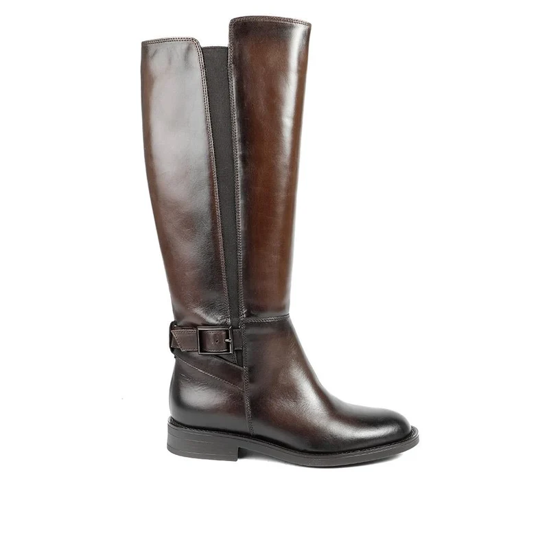 Danica Leather Long Boots - DANICA / 328 082 - Dark Brown Leather