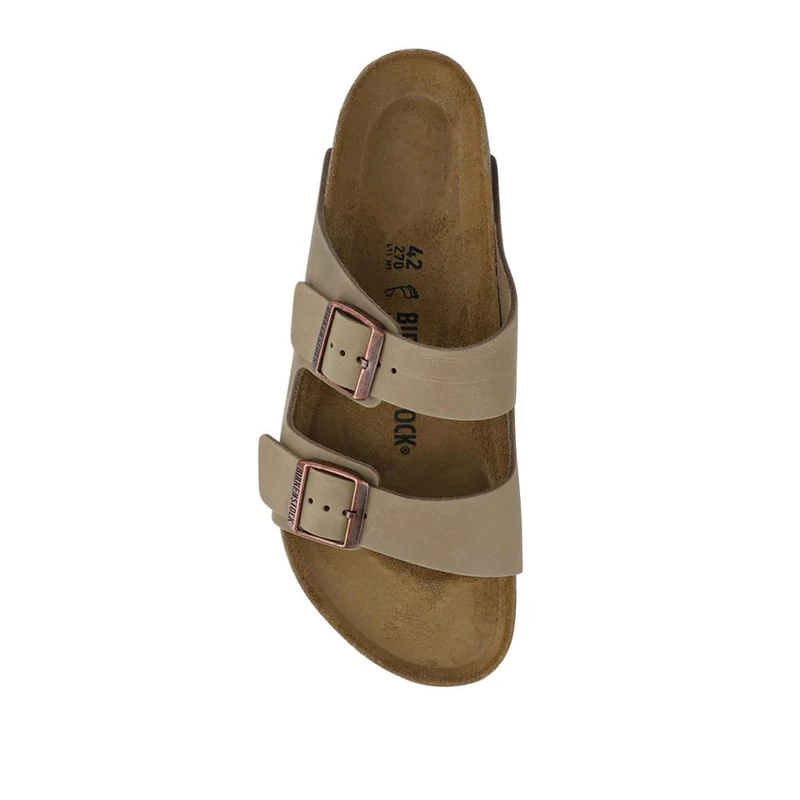 Leather Dual-Buckle Mule Sandals - BIRK41031 / 327 125 - Tobacco