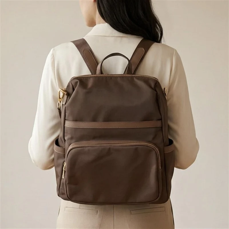 Virelle Leather Backpack With Zip Pockets - VIRELLE / 329 382 - Chocolate