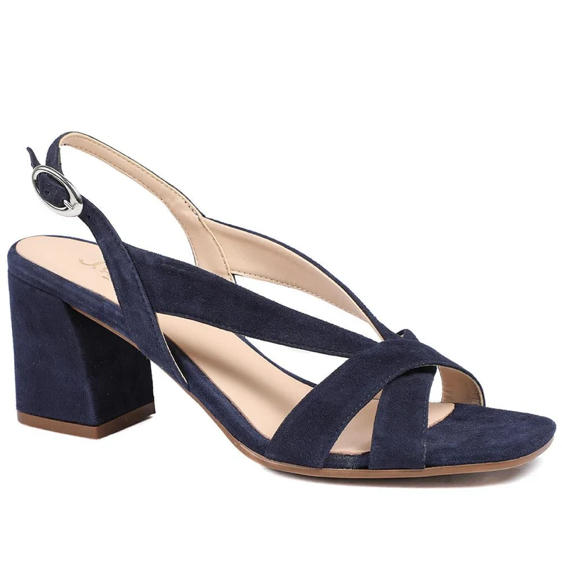 Geneveve Smart Leather Slingback Sandals - GENEVEVE / 329 108 - Navy Suede