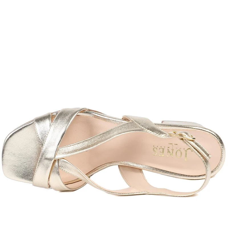 Geneveve Smart Leather Slingback Sandals - GENEVEVE / 329 108 - Gold Leather
