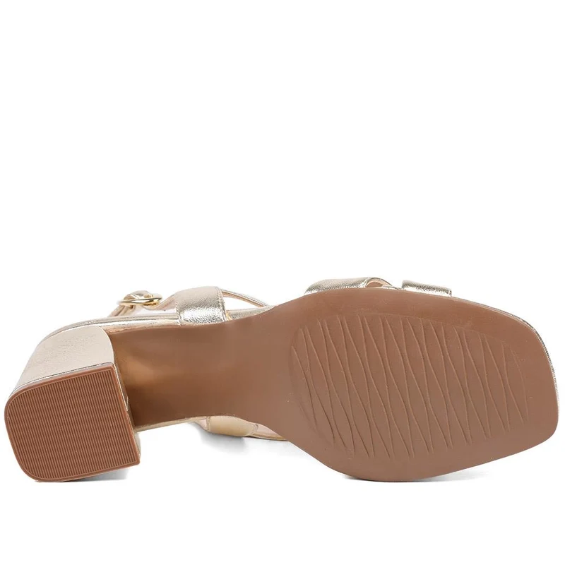 Geneveve Smart Leather Slingback Sandals - GENEVEVE / 329 108 - Gold Leather