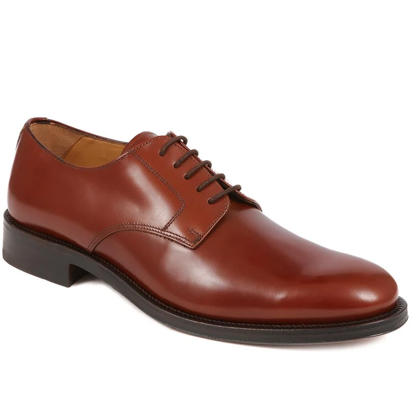 Cambridge Leather Polished Derby Shoes - CAMBRIDGE2 / 323 783 - Walnut