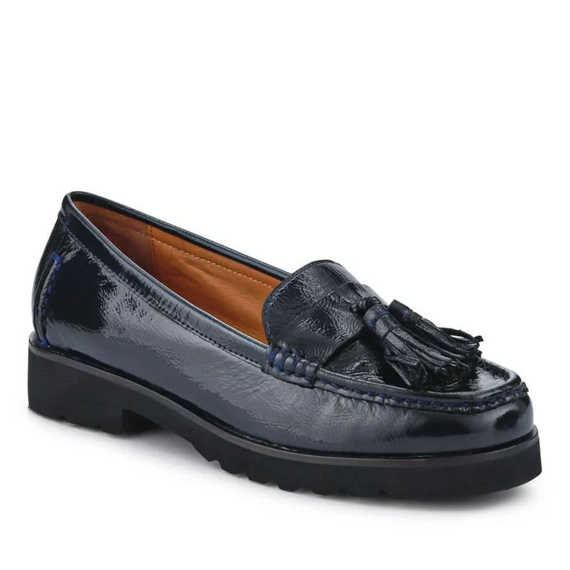 Leather Casual Slip-On Shoes - GERANIUM2 / 326 780 - Navy Patent