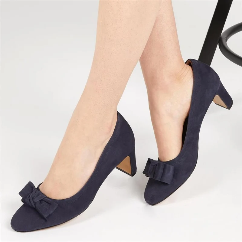 Zelda Bow Detail Court Shoes - ZELDA / 323 596 - Navy