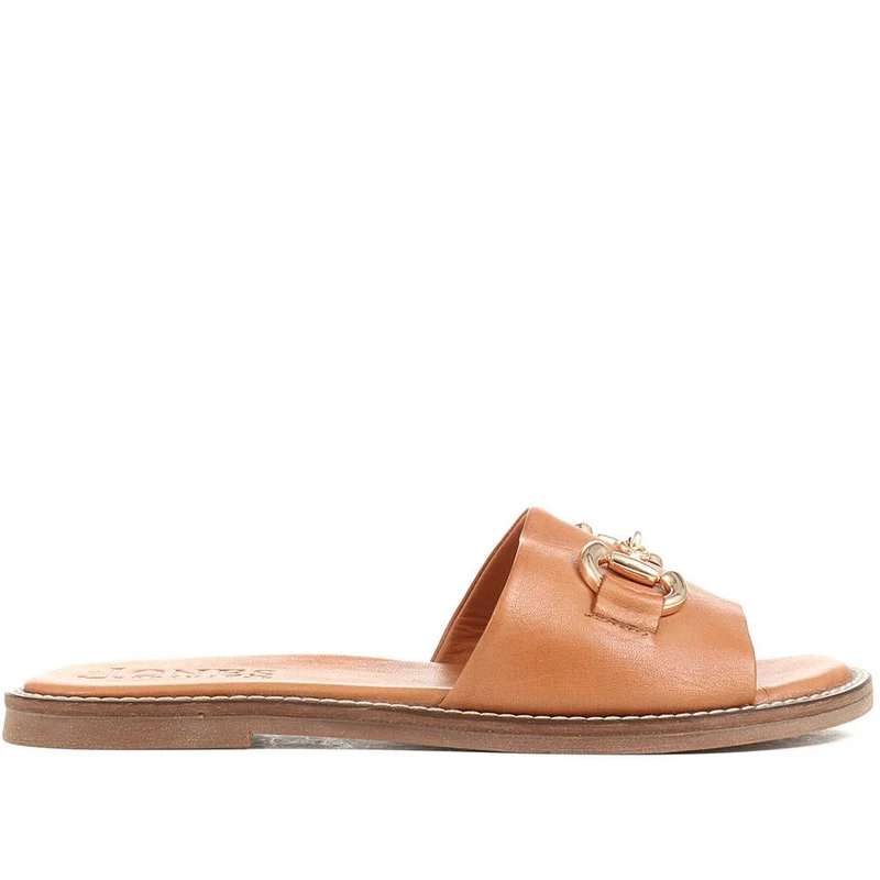 Emillina Leather Buckle Mule Sandals - EMILLINA / 323 646 - Tan
