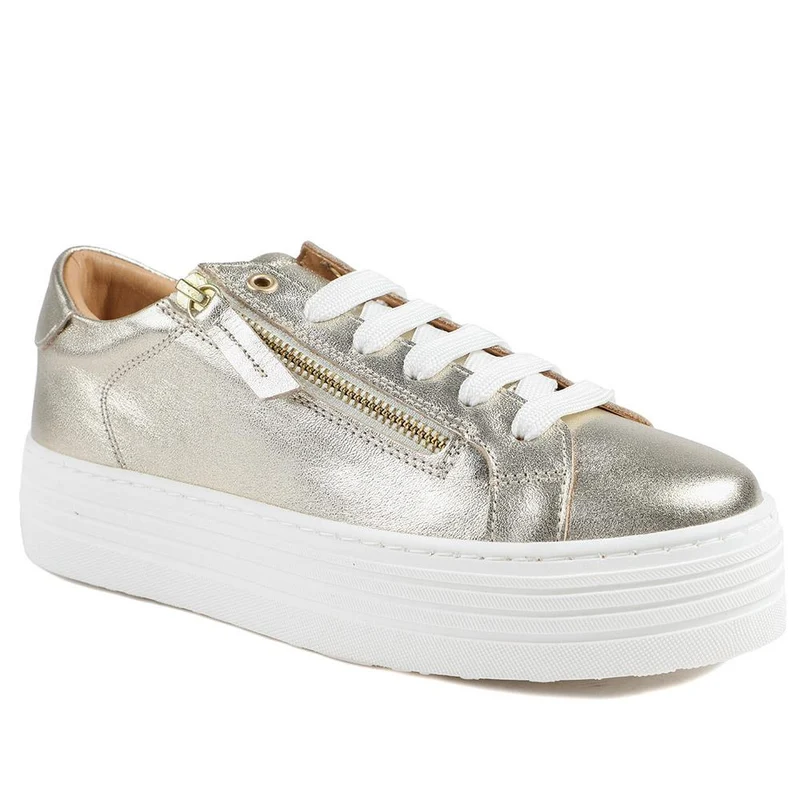 Amaliada Leather Platform Trainers - AMALIADA / 325 316 - Gold Metallic