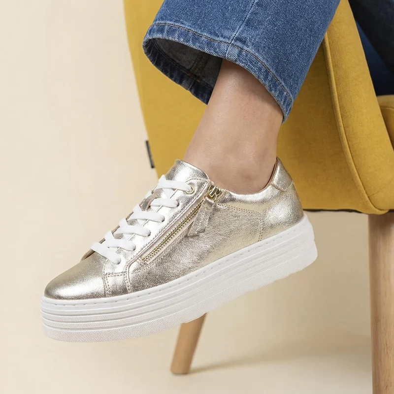 Amaliada Leather Platform Trainers - AMALIADA / 325 316 - Gold