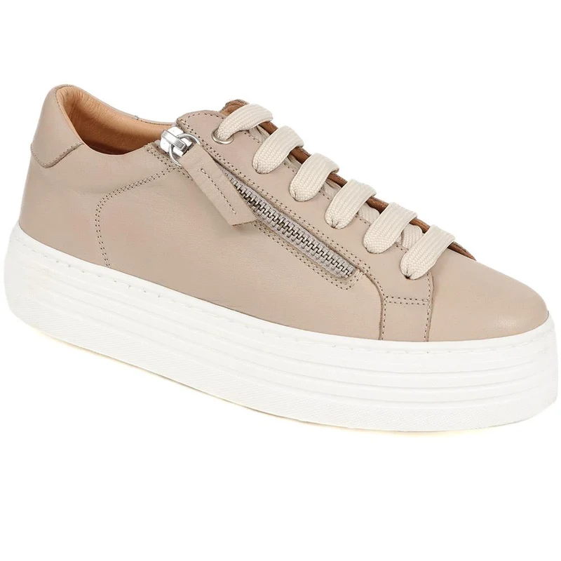 Amaliada Leather Platform Trainers - AMALIADA / 325 316 - Stone