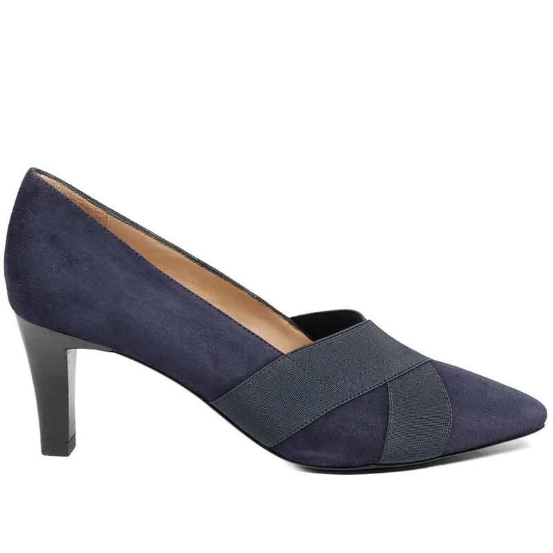 Peter Kaiser Leather Kitten-Heeled Court Shoes - CAPRI42506 / 328 411 - Navy Suede