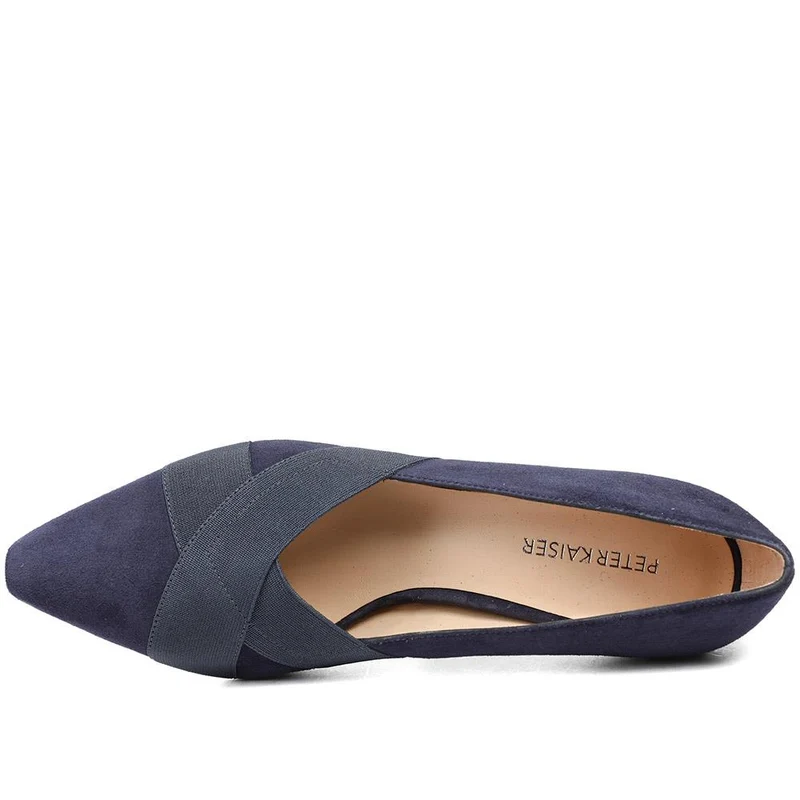 Peter Kaiser Leather Kitten-Heeled Court Shoes - CAPRI42506 / 328 411 - Navy Suede