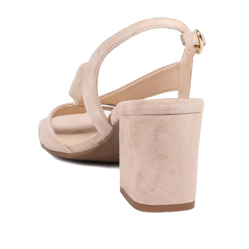 Geneveve Smart Leather Slingback Sandals - GENEVEVE / 329 108 - Taupe Suede