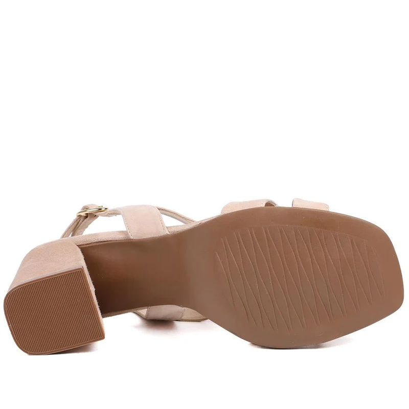 Geneveve Smart Leather Slingback Sandals - GENEVEVE / 329 108 - Taupe Suede