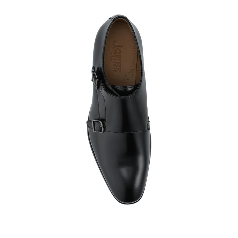 Naveen Smart Leather Monk Strap Shoes - NAVEEN / 328 714 - Black
