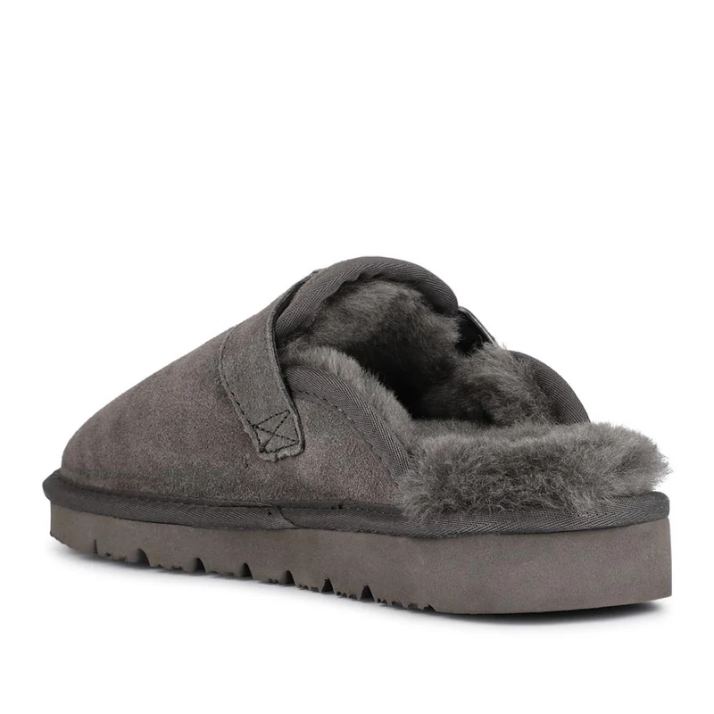 Fiora Leather Mule Slippers - FIORA / 328 490 - Grey