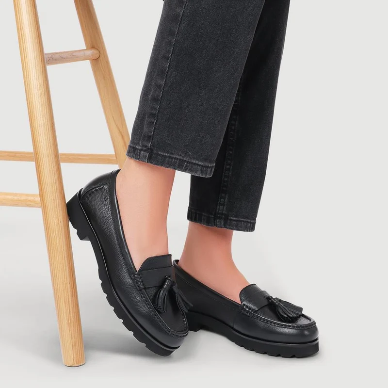 Leather Casual Slip-On Shoes - GERANIUM2 / 326 780 - Black