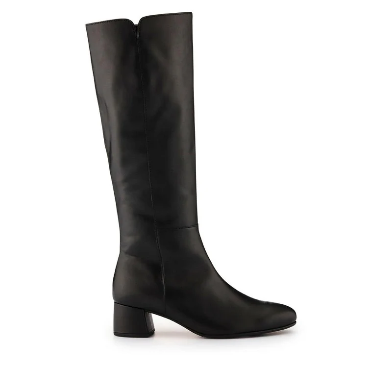 Ashby Block-Heel Leather Long Boots - GAB40533 / 326 846 - Black