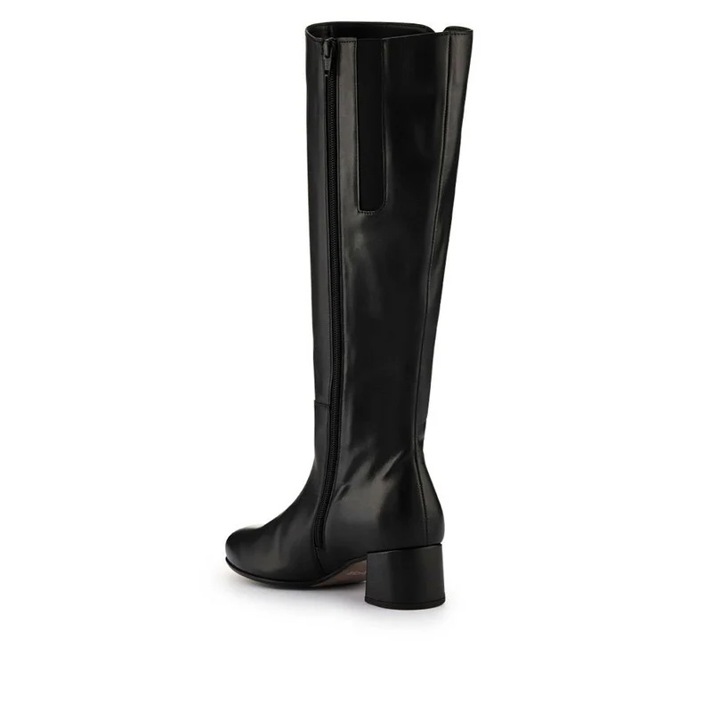 Ashby Block-Heel Leather Long Boots - GAB40533 / 326 846 - Black