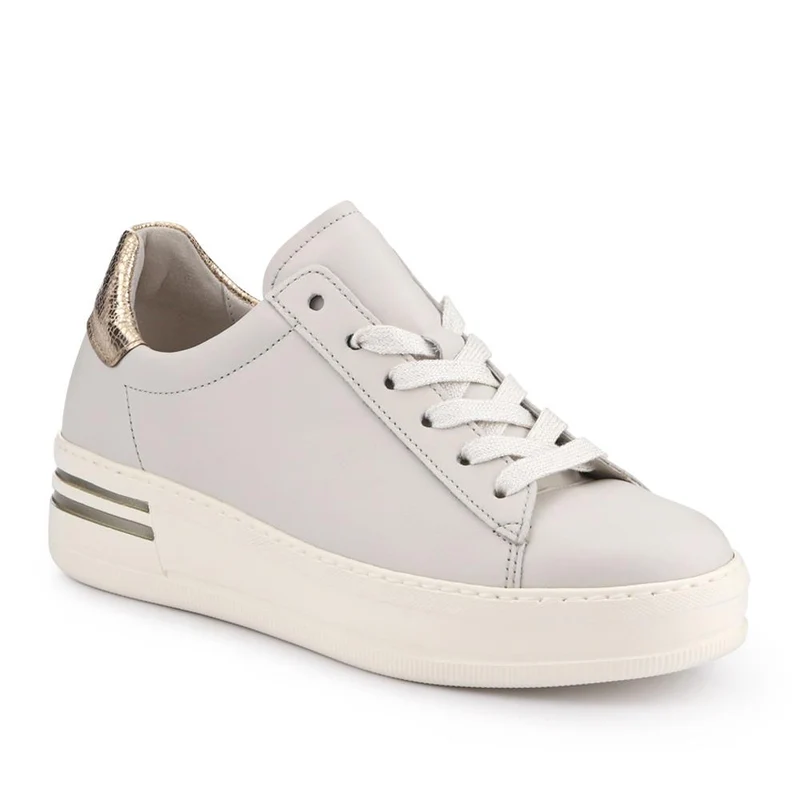 Keystone Gabor Leather Lace-Up Chunky Trainers - GAB41504 / 326 981 - White Metallic